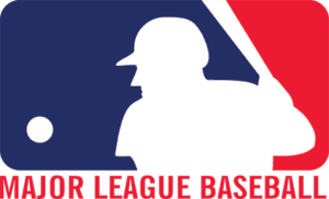 Major League Baseball logo in red and navy blue