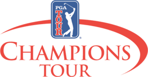 PGA Champions Tour logo in red and blue