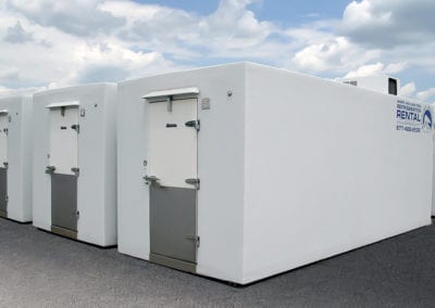 Three Polar Leasing freezer rental units on concrete
